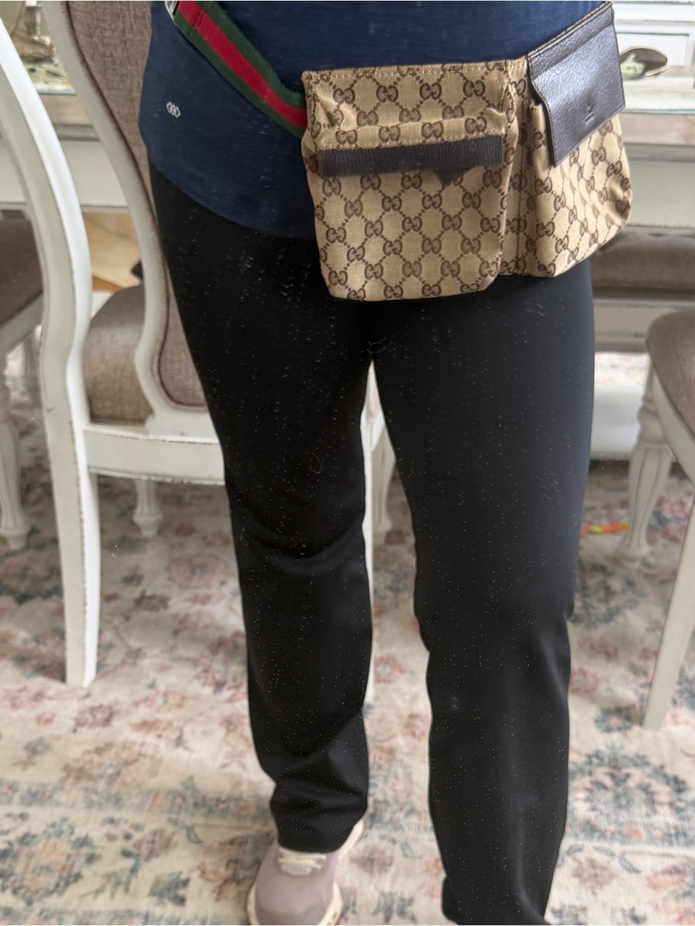 Gucci Beige and Brown GG Canvas Shoulder/waist Bag with Dark Brown Leather Flap
